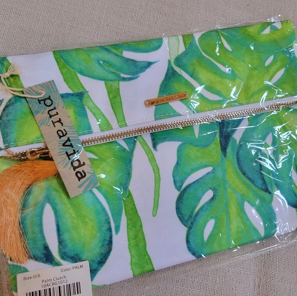 Pura Vida tropical clutch with tassel